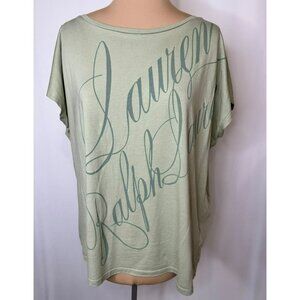 Lauren Ralph Lauren Sage Green Oversized Graphic Tee XXL Soft Ladies Top